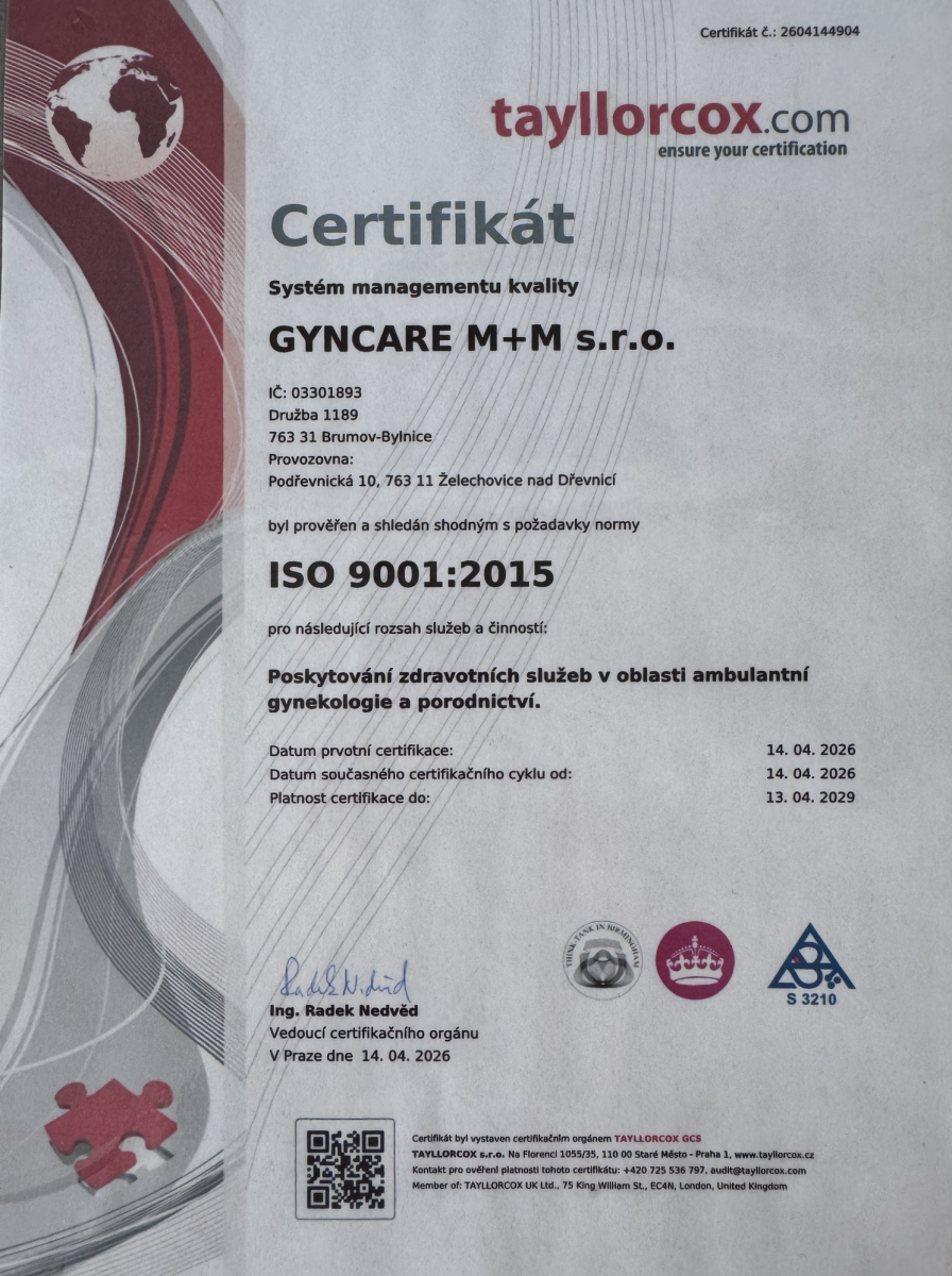 Kvalita péče potvrzená certifikací ISO 9001